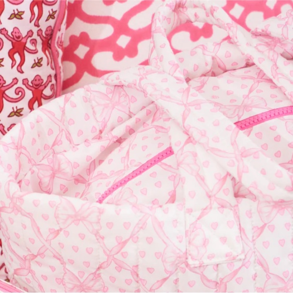 Roller Rabbit x Loveshackfancy Baby Bow Hearts Large Quilted Tote Purse Bag NWT - Picture 2 of 6